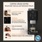 KRUPS Coffee Crush Extra Kaffeevollautomat, nur 15 cm breit, Schwarz – Bild 3